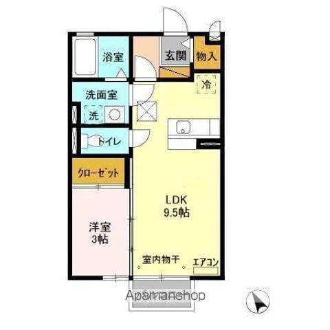 グランシャリオA(1LDK/1階)の間取り写真