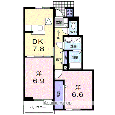 グレイス ロマーヌⅠ(2DK/1階)の間取り写真