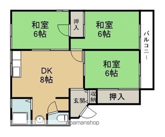 第二飯田コーポ(3DK/4階)の間取り写真