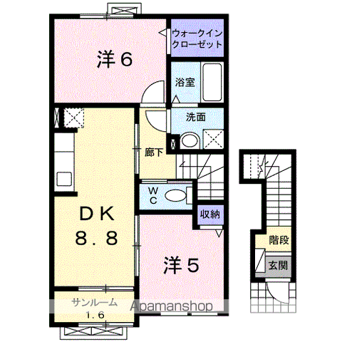 ボヌ-ル(2DK/2階)の間取り写真