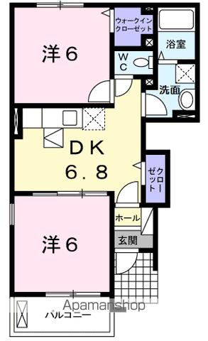 シャトレ・ルミエール(2DK/1階)の間取り写真