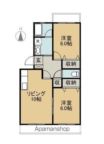 サニーフラワー(2LDK/3階)の間取り写真
