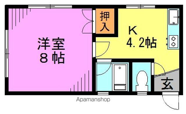 若草コーポ(1K/2階)の間取り写真