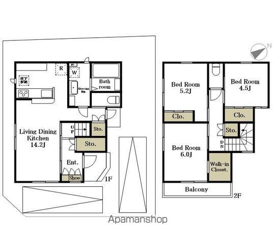 小田急電鉄小田原線 喜多見駅 徒歩25分 2階建 築1年(3LDK)の間取り写真
