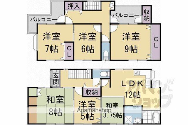 京都市烏丸線 北大路駅 徒歩22分 2階建 築38年(5LDK)の間取り写真