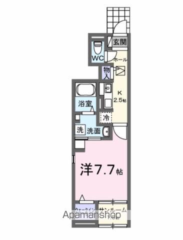 アルバスラピスⅢ(1K/1階)の間取り写真