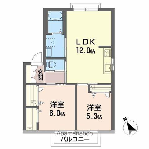 ミトラパリス A棟(2LDK/2階)の間取り写真