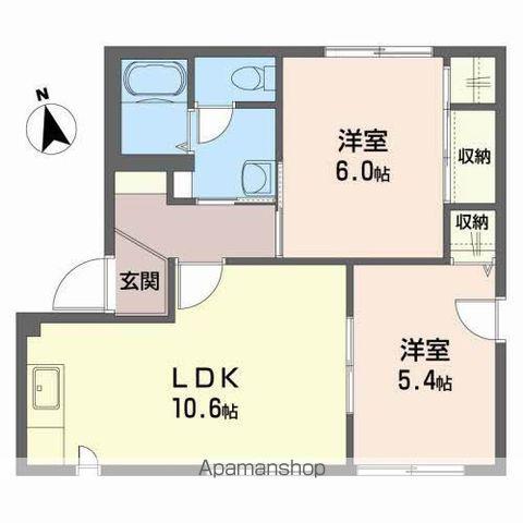 ヴァンセンヌ広面(2LDK/2階)の間取り写真