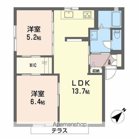 ディアス前原B(2LDK/1階)の間取り写真