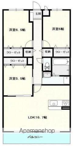 サウスコート(3LDK/3階)の間取り写真