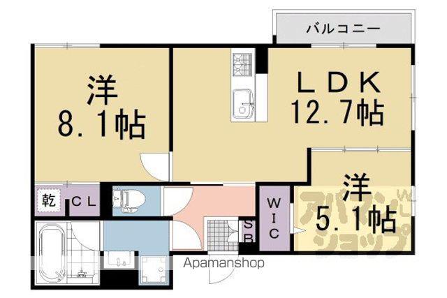 アレ・デ・フルール西向日駅前(2LDK/1階)の間取り写真