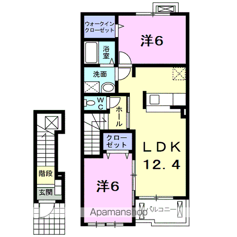 ラフレシール メゾン B(2LDK/2階)の間取り写真