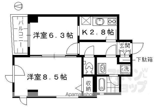 デリード烏丸五条(2K/4階)の間取り写真