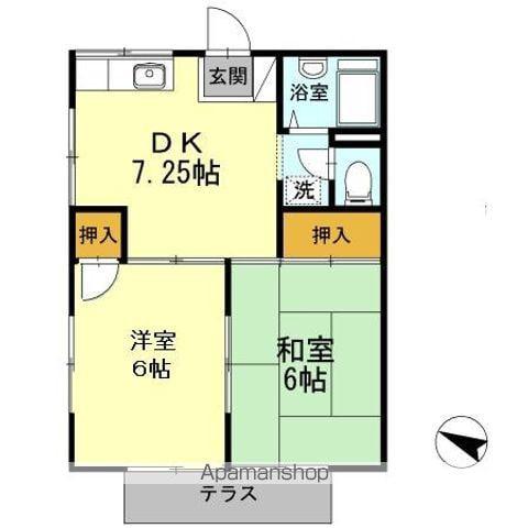 プレジール長嶺(2DK/1階)の間取り写真