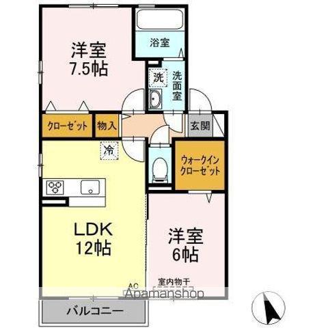 グランモアⅡ(2LDK/2階)の間取り写真