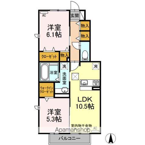 サザンクロス/グランシャリオ グランシャリオ(2LDK/1階)の間取り写真