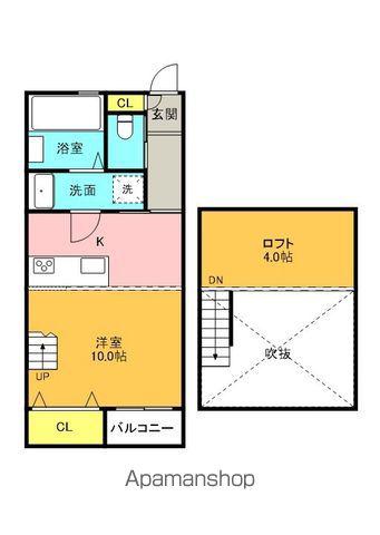レアルⅠ(1K/2階)の間取り写真