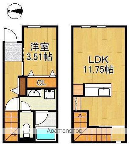 グラン若園(1LDK/1階)の間取り写真
