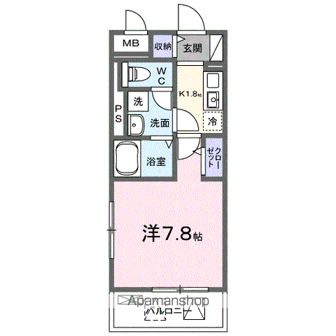アンビシャス(1K/3階)の間取り写真