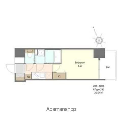 ALIVIS福島海老江(1K/3階)の間取り写真