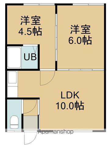 ひのき荘(2LDK/1階)の間取り写真