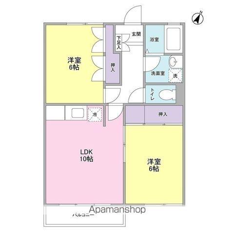 武蔵関マンション5号棟(2LDK/1階)の間取り写真