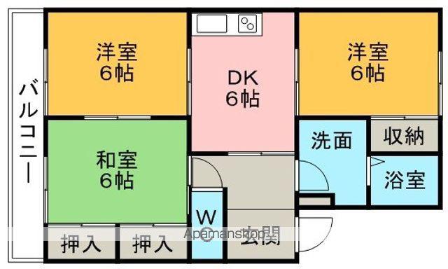 ハイツ高根(3DK/3階)の間取り写真