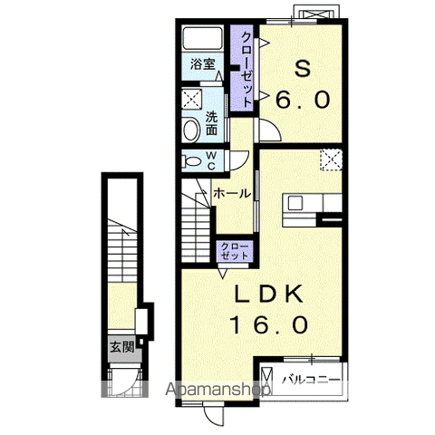 ブライトハウスⅣ(1LDK/2階)の間取り写真