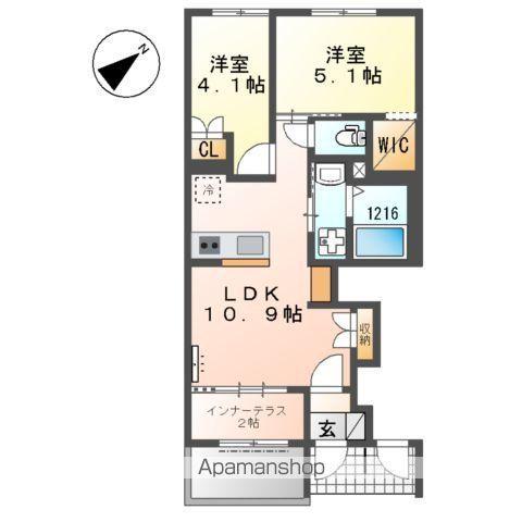 テラス・ド・ラ・フォレ(2LDK/1階)の間取り写真