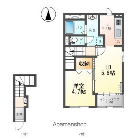 アクシィヴⅩ(1LDK/2階)の間取り写真