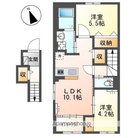 グランプラム本町(2LDK/2階)の間取り写真