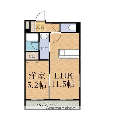 フェリス本通14B(1LDK/3階)の間取り写真