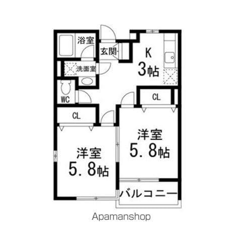 パレスハッピー1(2K/1階)の間取り写真