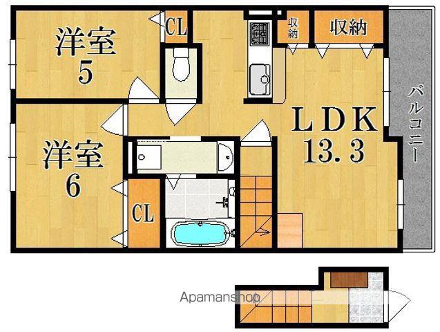 ラペッシェ(2LDK/2階)の間取り写真