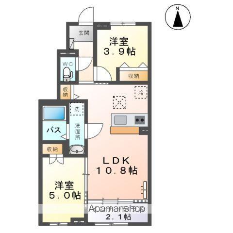 向中野道明アパート工事(2LDK/1階)の間取り写真