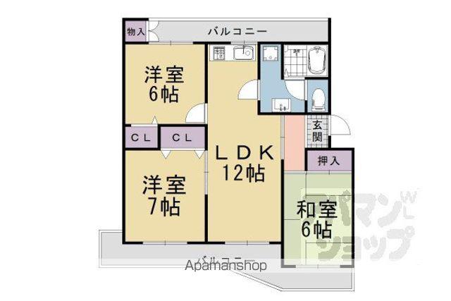 南円明寺ヶ丘団地(3LDK/1階)の間取り写真