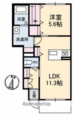 ヴィアソーレ妻鳥Ⅱ(1LDK/1階)の間取り写真