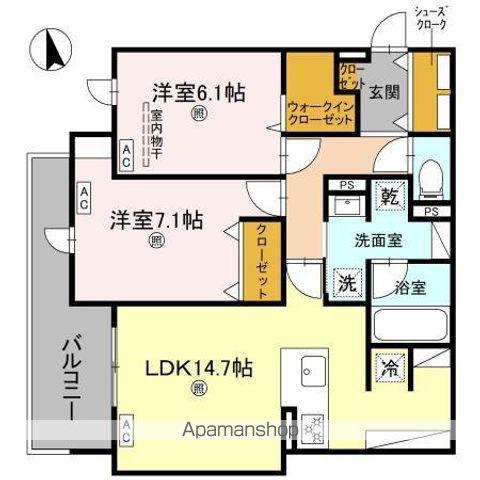 グリーンコート杭全(2LDK/2階)の間取り写真