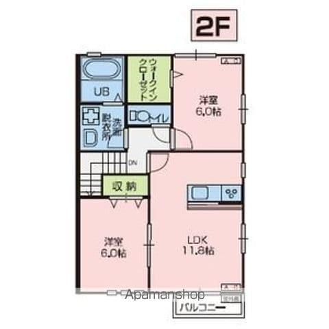 LUCIA鬼柳 A(2LDK/2階)の間取り写真