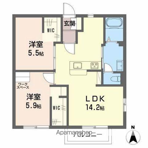 DIASRIVERSIDE(2LDK/1階)の間取り写真