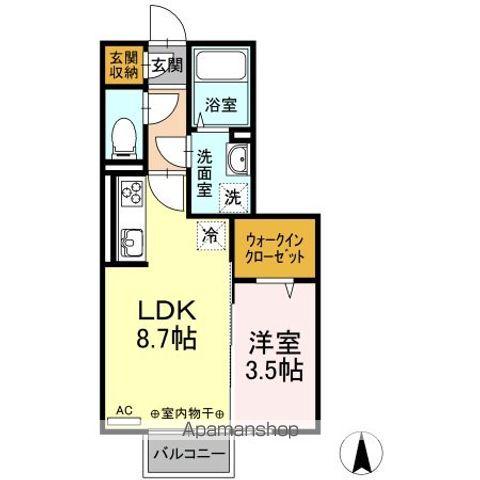 D-ROOM富田B棟(1LDK/2階)の間取り写真