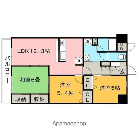 アンピール六ツ門(3LDK/11階)の間取り写真