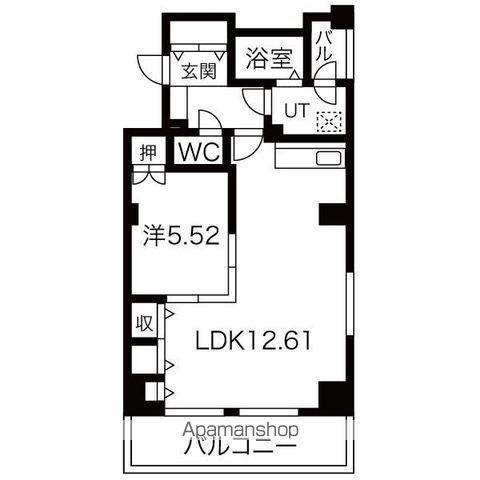 レジデンスカープ札幌(1LDK/19階)の間取り写真