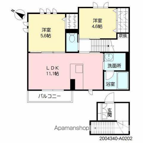 エンゼルハイム7号館(2LDK/2階)の間取り写真