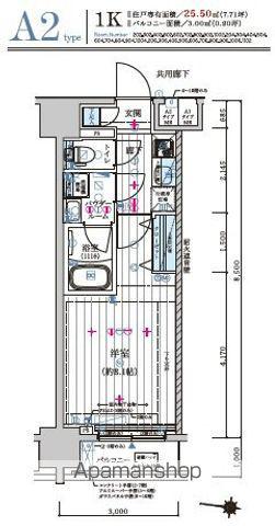 メインステージ森下Ⅱ(1K/7階)の間取り写真