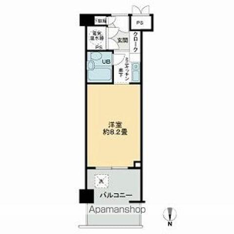 ユーロハイツ本町(1K/8階)の間取り写真