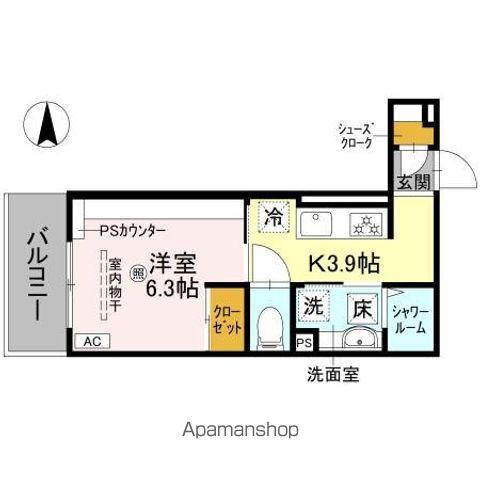 D-LUCE寄合町(1K/1階)の間取り写真