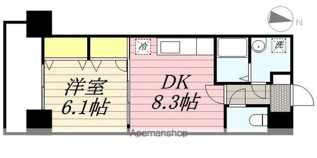 アルページュ西新(1DK/4階)の間取り写真