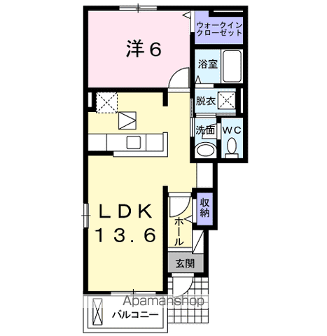サンビトレスⅢ(1LDK/1階)の間取り写真