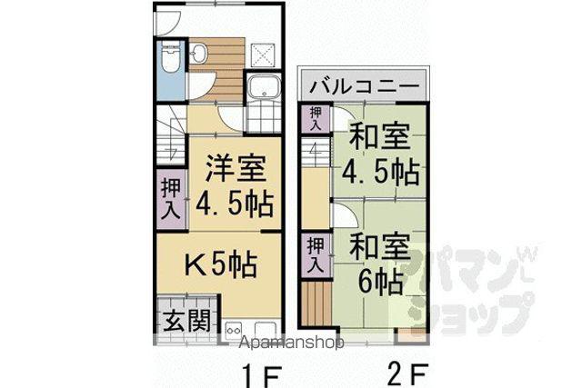 京都市東西線 石田駅(京都市営) 徒歩9分 2階建 築60年(3DK)の間取り写真